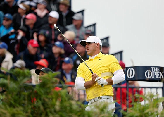 Brooks Koepka watches his tee shot on the third hole during Sunday's final round of the British Open at Royal Portrush in Northern Ireland.