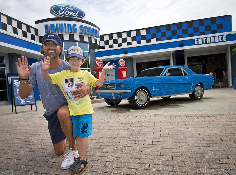 Dieter Deussen and Julian outside the Ford Jr. Driving School at Legoland Florida. (Legoland Florida Resort/TNS)