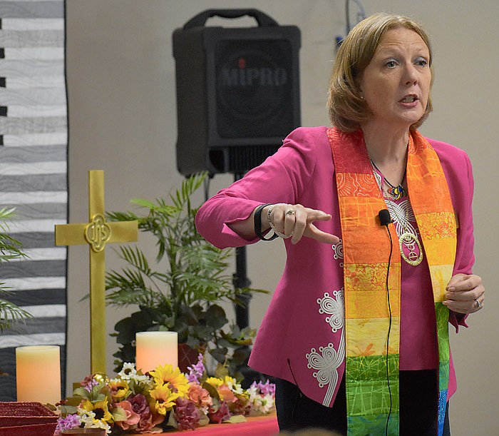 The Rev. Ginny Brown Daniel delivered the sermon "Sharing Vital Communion!" at Sunday's first anniversary celebration at The Oasis United Church of Christ in Jefferson City. She is the conference minister for the church's Missouri Mid-South Conference.