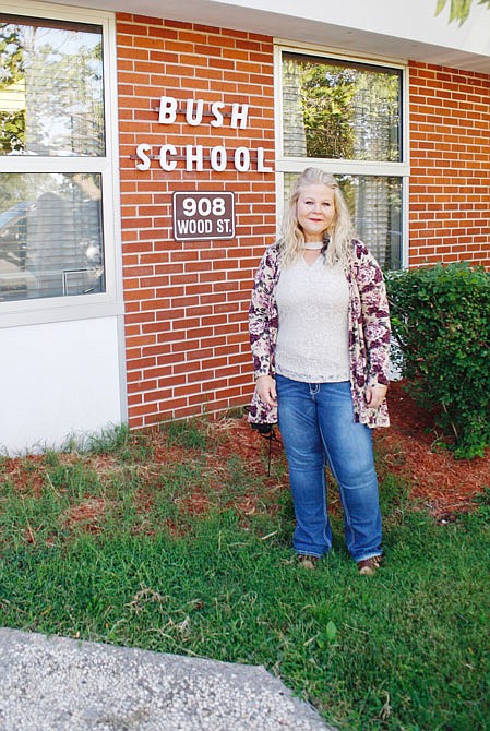 New Bush Elementary School Principal Holly Broadway stands in front of the building. Bush Elementary School Principal Holly Broadway has been recognized by the Missouri Association of Elementary School Principals.