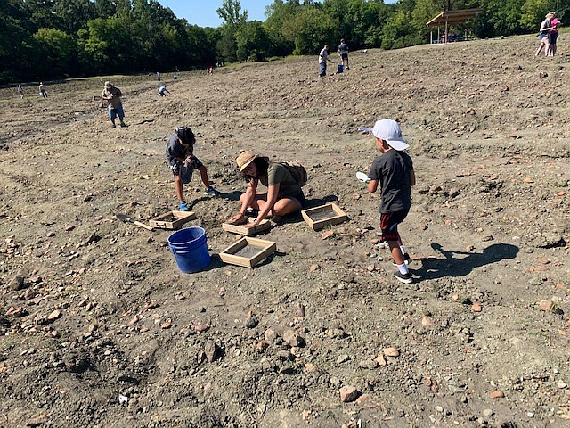 Stephanie Lanik and sons Max and Miles mine for diamonds in the Crater of Diamonds State Park, Murfreesboro, Ark. (Submitted photo)
