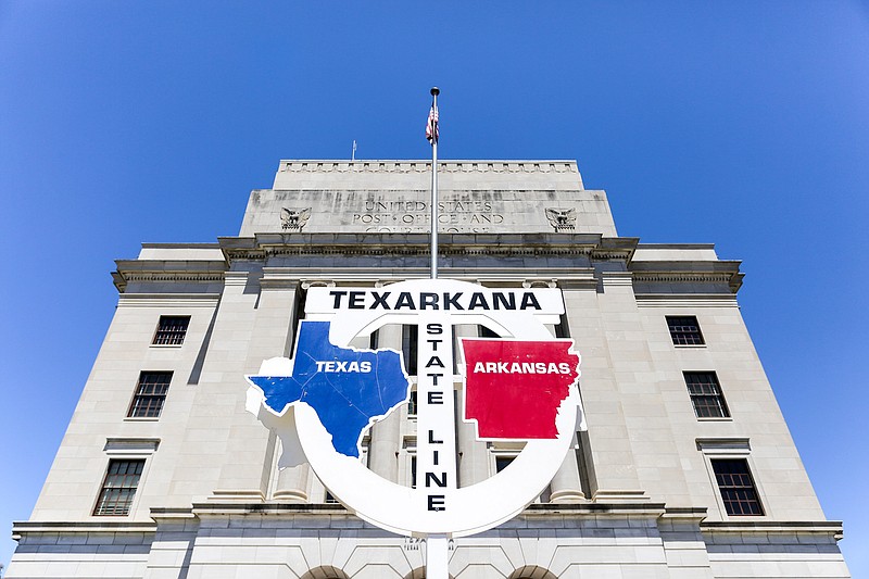  Photo Island is seen in front of the Downtown Post Office and Federal Courthouse in Texarkana.