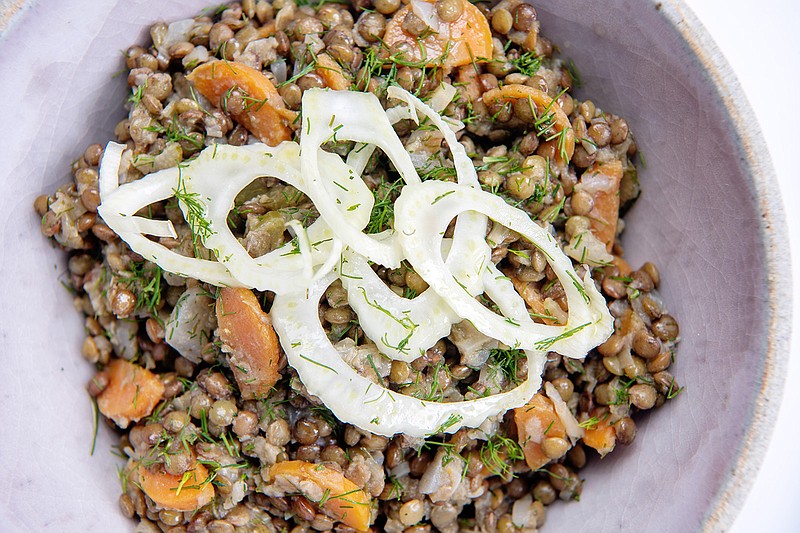 Fennel and Lentil Salad with Dill. This salad is casual enough for lunch at home and elegant enough for a dinner party. Food styling by Genevieve Ko. (Mariah Tauger/Los Angeles Times/TNS)