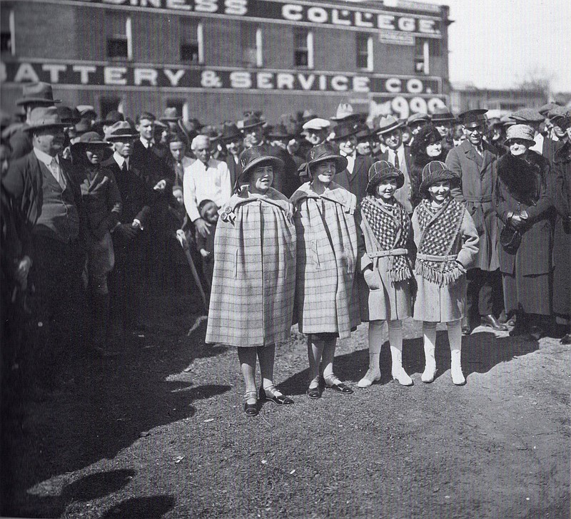 In 1924, at the ground breaking of the Hotel Grim, two sets of twins were front and center. Today, local twins will hold court for a photo opportunity in front of the Federal Building in downtown Texarkana. (Photo from 1991's "Images of Texarkana," published by Heritage House Publishing Company)