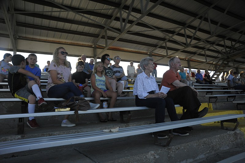 <p>Democrat photo/Danisha Hogue</p><p>Moniteau County residents attended the vesper service Sunday evening to pray for the Moniteau County Fair week. The crowd heard a selection of religious songs from the California Community Band opening the evening.</p>