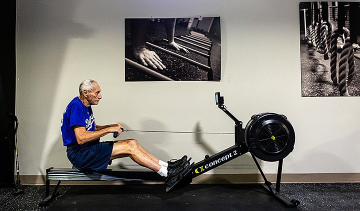 Bob Krayl warms up on the rowing machine before his workout at the CHRISTUS St. Michael's Health and Fitness Center on Monday, July 15, 2019, in Texarkana, Texas. Staff photo by Hunt Mercier