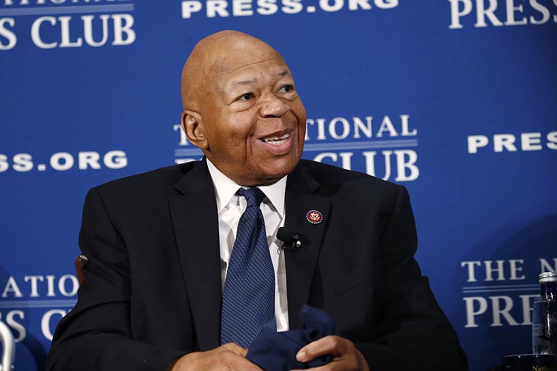 Rep. Elijah Cummings, D-Md., speaks during a luncheon at the National Press Club in Washington, Wednesday, Aug. 7, 2019. Cummings says government officials must stop making “hateful, incendiary comments’’ that only to serve to divide and distract the nation from its real problems, including mass shootings and white supremacy. (AP Photo/Patrick Semansky)