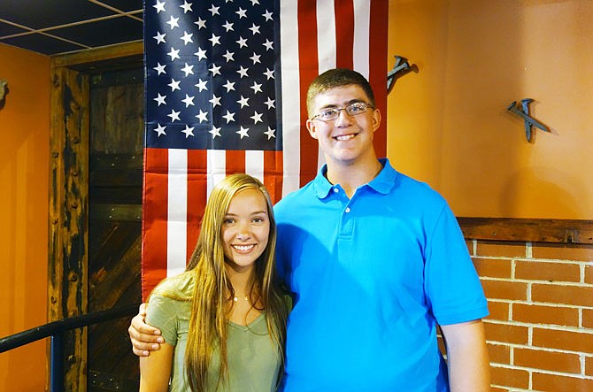 Savannah Bethell, left, and Ethan Bedrow, incoming seniors at Fulton High School, were among several Callaway County students who recently participated in a government simulation activity. The two shared their experiences at Wednesday's Rotary Club meeting.