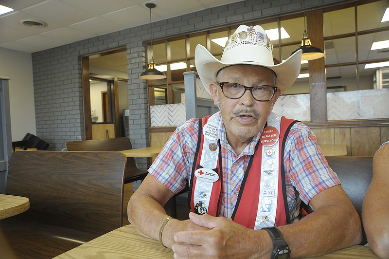 Thomas "Cowboy Tom" Shands has been an American Red Cross volunteer for 45 years. Known for wearing his hat so clients can always see him in the crowd, he has no plans of stopping anytime soon.