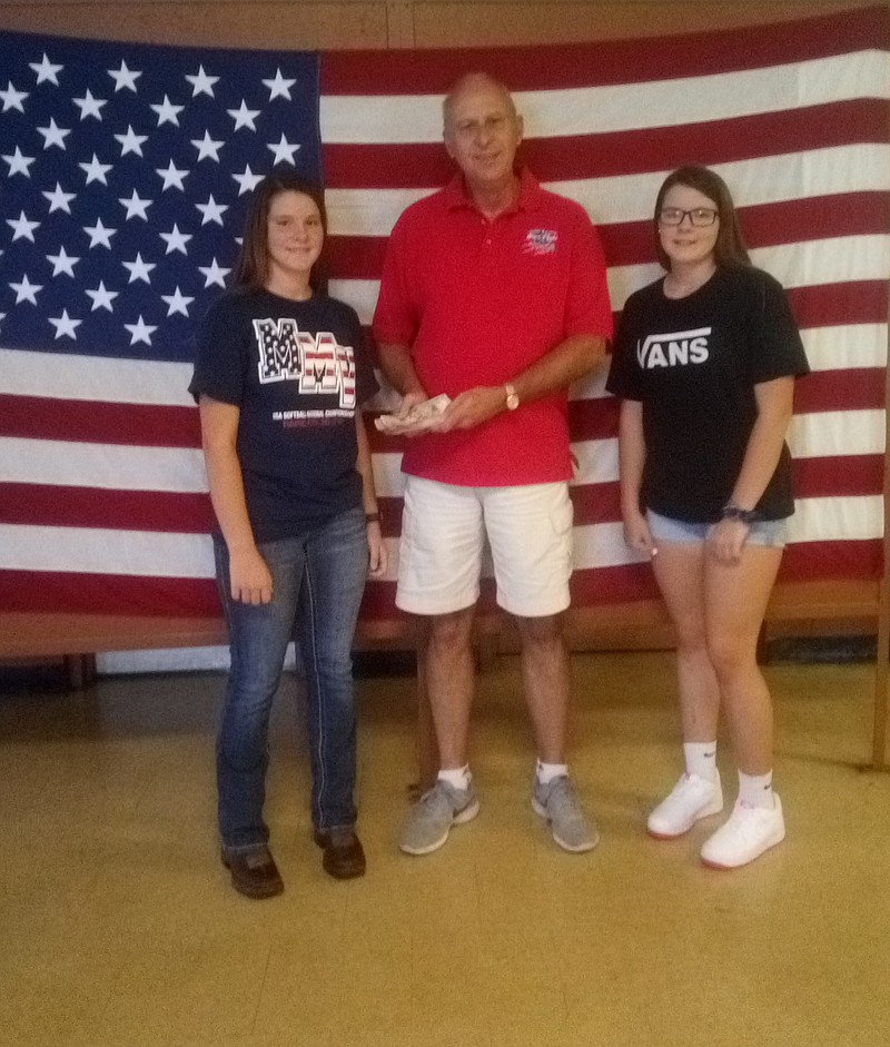 Fulton youths Layla and Natalie Underwood collected money to be donated to Central Missouri Honor Flight and recently presented it at the Fulton VFW. 