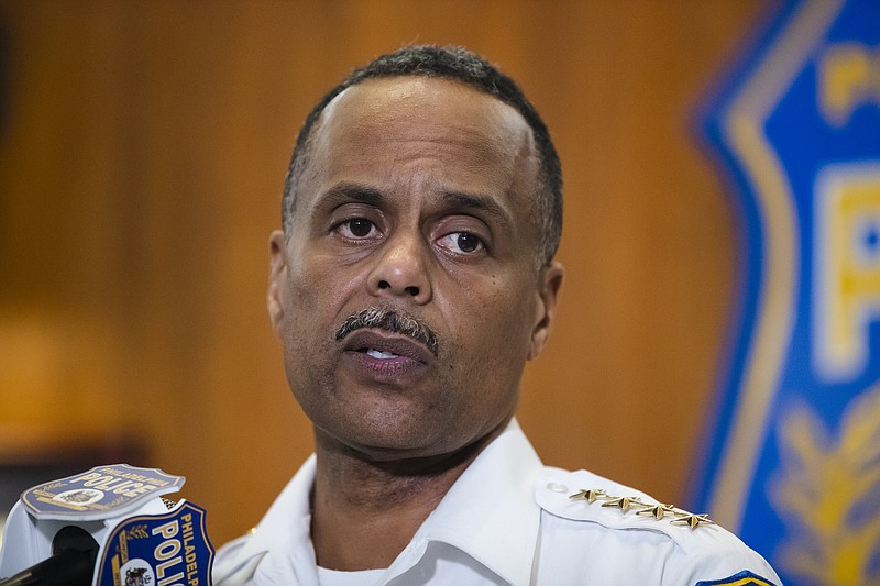 FILE - In this July 18, 2019 file photo Philadelphia Police Commissioner Richard Ross speaks during a news conference in Philadelphia. The mayor of Philadelphia says on Tuesday, Aug. 20, 2019, that Ross is resigning over new allegations of sexual harassment and racial and gender discrimination against others in the department. Mayor Jim Kenney says that Richard Ross has been a terrific asset to the police department and the city as a whole and that he's disappointed to lose him. (AP Photo/Matt Rourke, File)