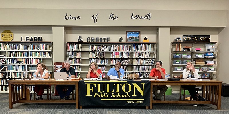 The Fulton Public Schools Board of Education met Wednesday evening. A vote to approve Fulton students' enrollment in an online schooling program was not unanimous. Pictured from left are Leah Baker, Matt Gowin, Jackie Pritchett, Verdis Lee Sr., Todd Gray and Emily Omohundro.