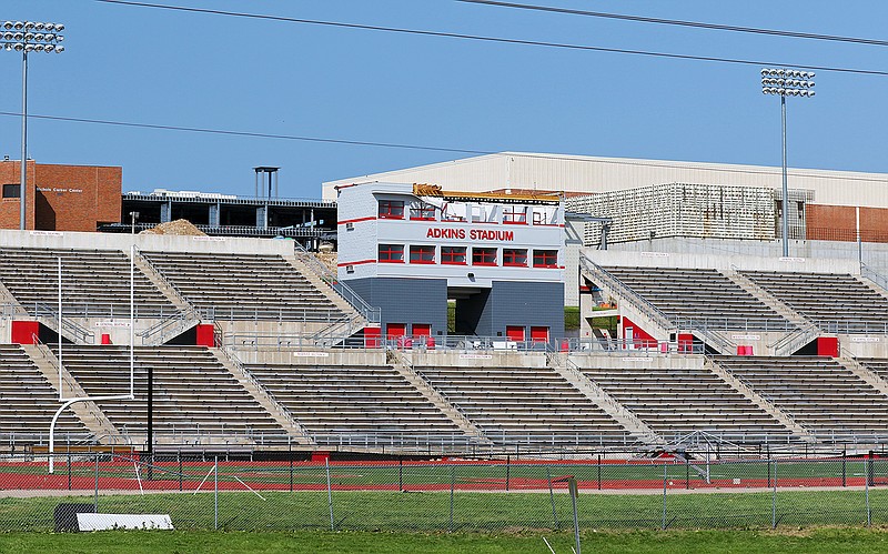 The Class 3-5 state track and field championships were moved to three locations after the May 22 storm damaged parts of Adkins Stadium, including the press box.