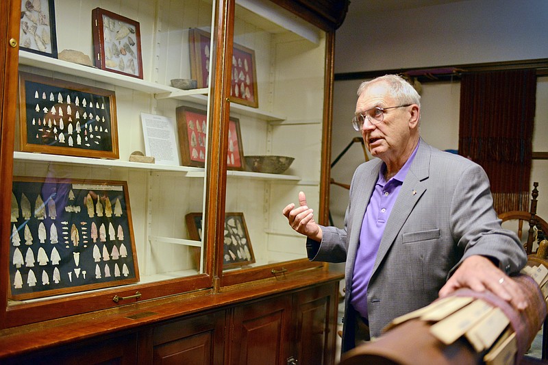 Local attorney and artifacts collector Terry Allen talks about some of the items he's collected Tuesday September 3, 2019 as he walks through the new American Indian Exhibit at the Cole County Historical Society. Allen will have several of items on display throughout the exhibit, most of which came from prehistoric Central Missouri Indians. 