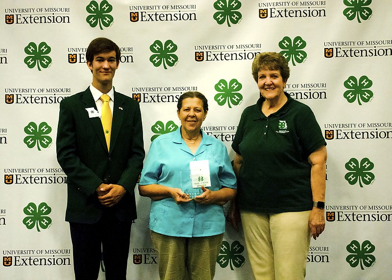 Betty Vickery, center, poses with Sage Eichenburch of the 4-H Center for Youth Development and Missouri 4-H Foundation Trustee Joan Hickman. Vickery was inducted into the Missouri 4-H Hall of Fame on Aug. 17.