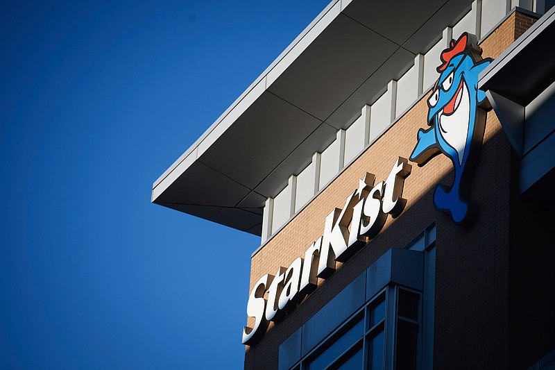 In this Oct. 18, 2018 file photo the StarKist offices are seen on the North Shore of Pittsburgh. A federal judge in San Francisco on Wednesday, Sept. 11, 2019, ordered StarKist Co. to pay a $100 million fine in a canned tuna price-fixing conspiracy involving the industry's top three companies. (Stephanie Strasburg/Pittsburgh Post-Gazette via AP, File)