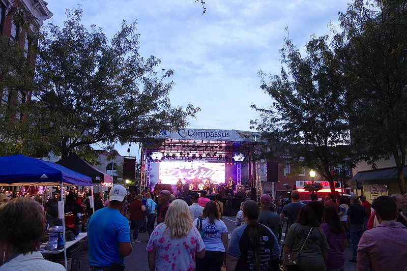 The eighth annual Angiepalooza street party took over a block of High Street in downtown Jefferson City on Saturday night, Sept. 28, 2019, featuring performances from three bands: Blues DeVille, pictured, Five Turn Knot and Shiloh Country Band.