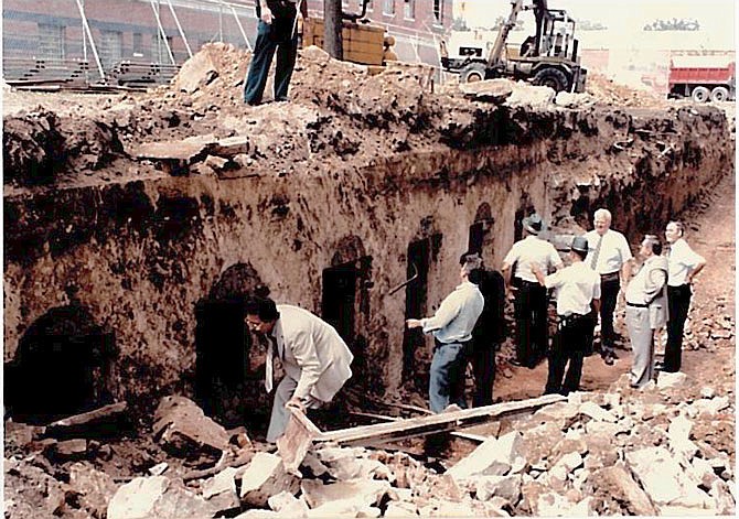 Six cells from an old cell block were uncovered at Missouri State Penitentiary between 1984-85. The cells are estimated to have been built in the 1840s. The buried cells were discovered behind Housing Unit 3 and Housing Unit 2.