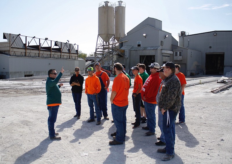 Mitchell Larimore, national safety director of Mid-America Precast, guides the tour for local high school students interested in the manufacturing industry. Larimore put a heavy emphasis on the value of trade skills and professions throughout his tour.

