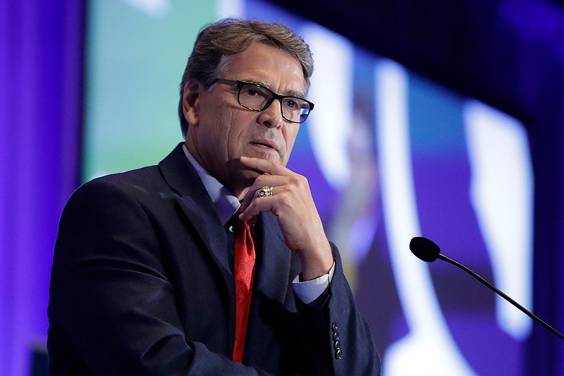  In this Sept. 6, 2019, file photo, Energy Secretary Rick Perry speaks at the California GOP fall convention in Indian Wells, Calif. Perry pushed Ukraine's president earlier in 2019 to replace members of a key supervisory board at Naftogaz, a massive state-owned petroleum company. (AP Photo/Chris Carlson, File)