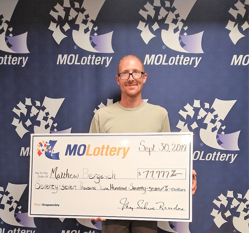 <p>Submitted</p><p style="text-align:right;">Matthew Bergesch, of Montgomery City, hadn’t planned on buying a Missouri Lottery Scratchers ticket. He was really just looking to break a larger bill when he bought a “Mega 7” ticket at Casey’s General Store, 2407 North Bluff St. in Fulton. He ended up walking away with much more, though, after uncovering one of the game’s five prizes of $77,777. In the most recent fiscal year, players in Montgomery County won more than $1.5 million in Missouri Lottery prizes, according to the Missouri Lottery. Retailers received more than $170,000 in commissions and bonuses, and an additional $269,000 went to education programs in the county.</p>