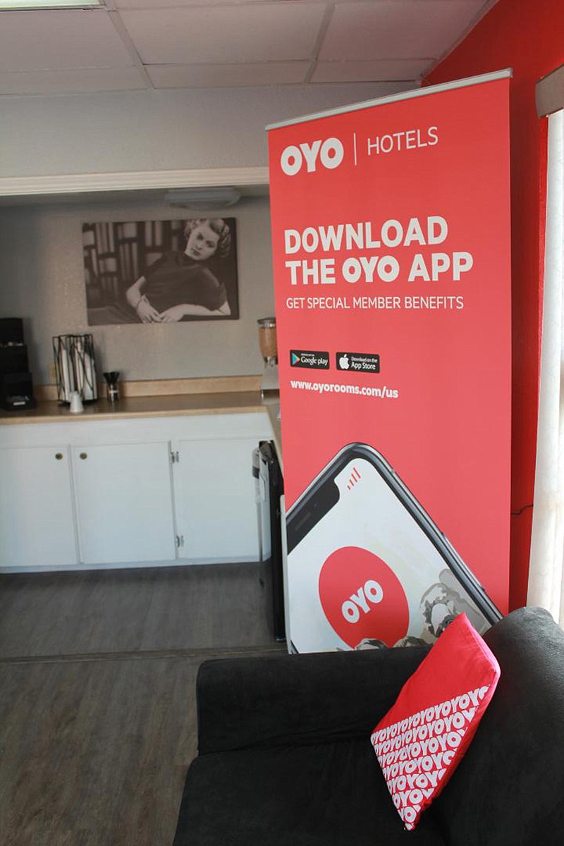  The lobby of OYO on State Line Avenue, formerly Scottish Inns and Suites, is shown. 