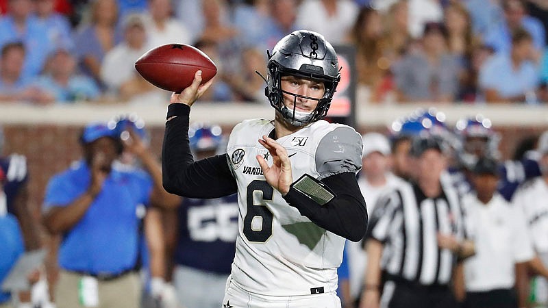Vanderbilt quarterback Riley Neal prepares to pass during the second half of a game earlier this month against Mississippi in Oxford, Miss.
