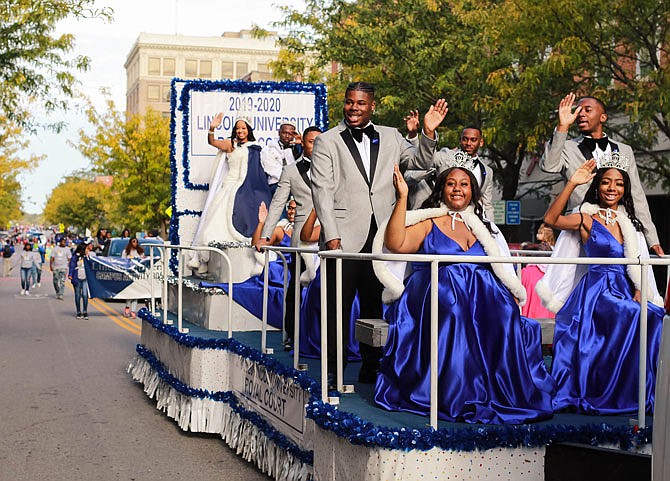 Lincoln University's 2019 Homecoming Court waved to the crowd Saturday, Oct. 19, 2019, during the Lincoln University Homecoming Parade.