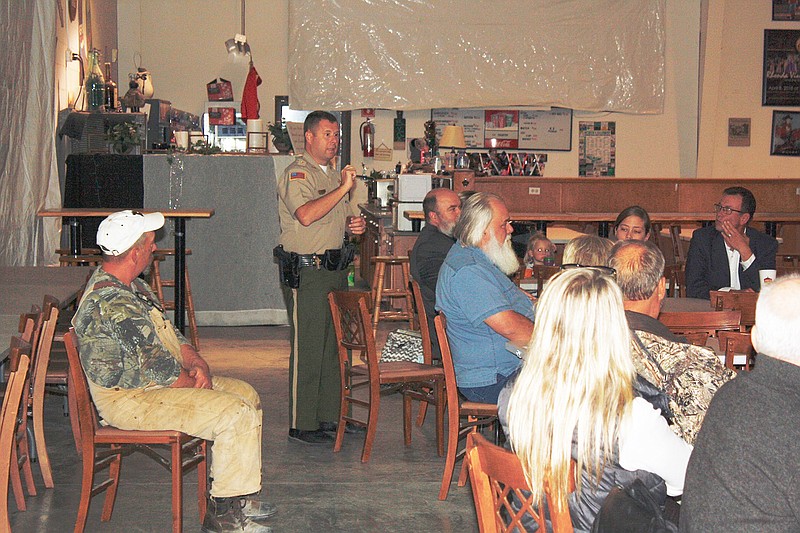 Callaway County Sheriff Clay Chism responds to questions Thursday during the County Commission's second forum at 54 Country. The forum was held to educate voters on propositions 1 and 2.