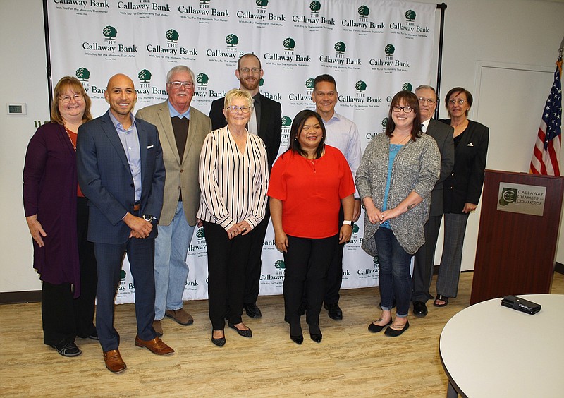 Those involved in the fourth annual Show-Me Innovation PITCH Competition pose for a group photo following the award ceremony. These include Regina Ruppert (back from left), Dick Davis, Gary Wilbers, Larry Doyle, Jonathan Mack (front from left), Mary Rehklau, Hope Doyle and Shawna Soptick.