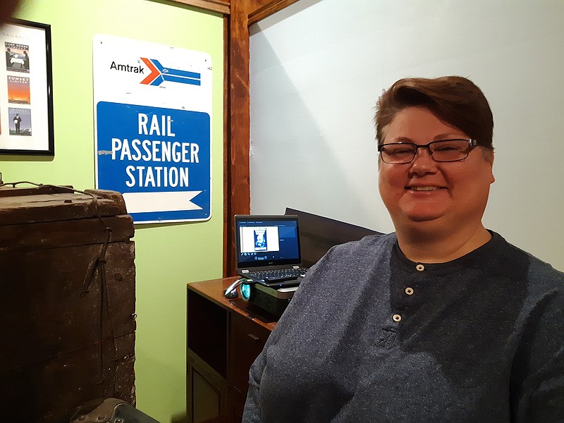 Brandy Aaron, co-curator for the Lindsey Railroad Museum, assembled and presented Thursday's lecture on Ambrose Burnside. A history graduate from Texas A&M University-Texarkana, she wanted to become professionally involved in museum work and is thankful for scoring her dream job in short order.
