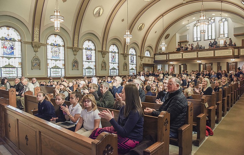 Immaculate Conception School hosted a Mass on Friday, Nov. 8, 2019, to recognize and honor veterans, who sat throughout the pews in the Jefferson City Catholic church.