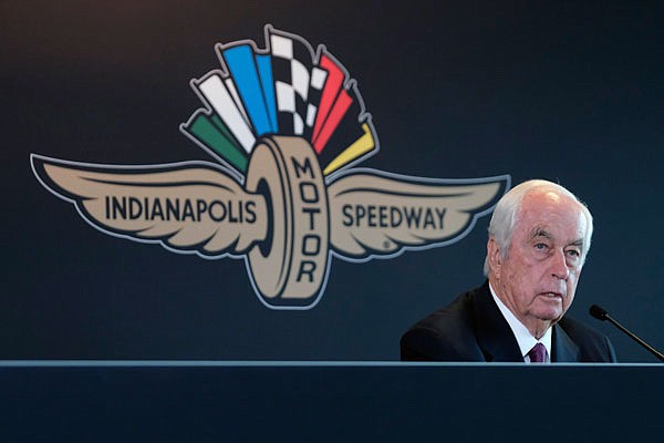 Penske Corporation chairman Roger Penske responds to a question about the sale of the Indianapolis Motor Speedway, IndyCar and related business from Hulman & Company to Penske Corporation at a news conference last Monday in Indianapolis.