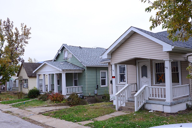 In this November 2019 photo, homes damaged by the May 22, 2019, tornado remain vacant along the 400 block of Union Street. The Jefferson City School District has acquired more than 30 properties in the area. 