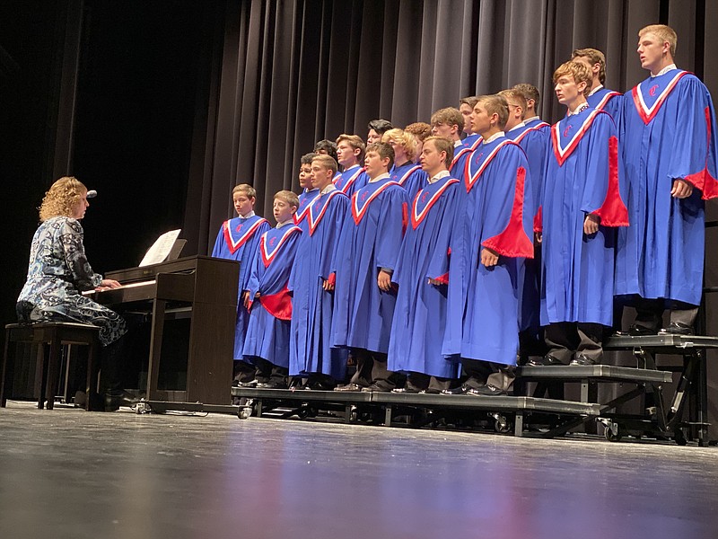 The men's choir performed "Tell My Father" at California High School's Veterans Day program Nov. 8, 2019.