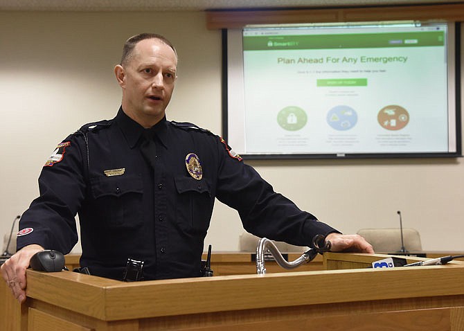 Lt. Chad Stieferman of the Jefferson City Police Department announced Tuesday that Smart911 services are now available for residents of Jefferson City and Cole County. Stieferman talked about some of the specifics of the program and the app for smartphones and how it all works together.