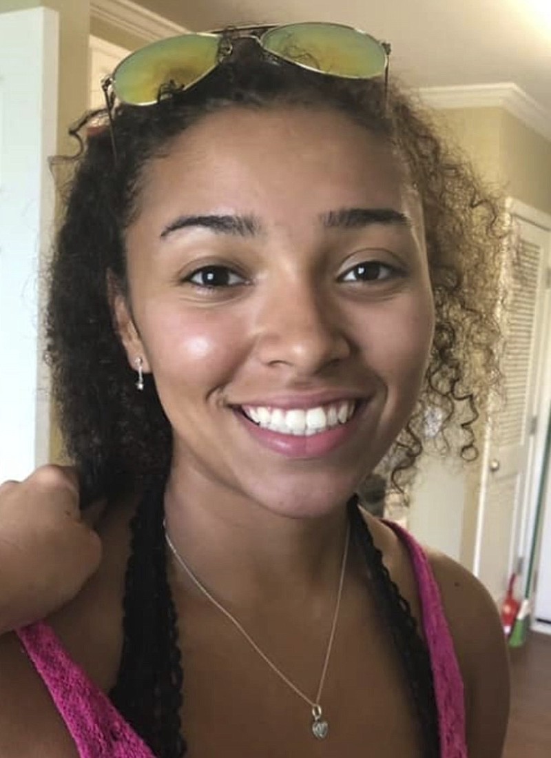 This undated file photo released by police in Auburn, Ala., shows Aniah Haley Blanchard, 19, who is missing. An Alabama judge has denied bond to a suspect in the disappearance of UFC heavyweight Walt Harris' missing stepdaughter, Aniah Blanchard. Court records filed Tuesday, Nov. 12, 2019, show that Lee County District Judge Russell K. Bush denied bond to 29-year-old Ibraheem Yazeed, who's is charged with first-degree kidnapping. According to charging documents, police in Auburn, Alabama, said the passenger area of Blanchard's car had blood evidence showing someone had suffered "a life-threatening injury." A state forensics lab determined the blood was Blanchard's.  (Auburn Police Division via AP, File)