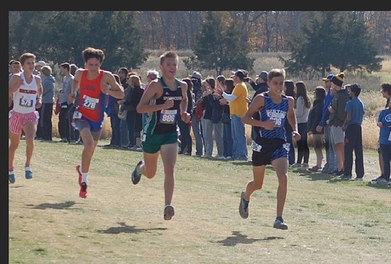 <p>Photo courtesy of Ron Lebel</p><p>California’s Caden Kirksey finished in 31st place with a time of 16:45.2 on Nov. 3 at the Missouri Class 3 cross country state championship meet.</p>