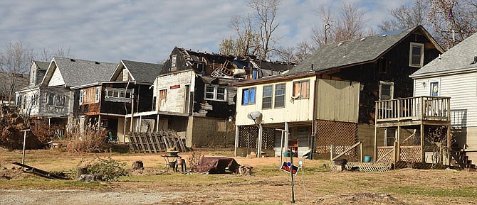 This summer's tornado heavily damaged or destroyed a number of homes — including these near Jackson Street, Tanner Bridge Road and U.S. 54 — that provided affordable housing for families in the Thorpe Gordon School District. Some parents are struggling to figure out a way to make sure their children can still attend Thorpe Gordon.
