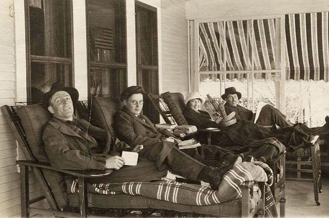  In this photo from the late 1800s provided by the Saranac Lake Free Library, tuberculosis patients rest on the porch of a sanatorium in Saranac Lake, N.Y. The local boom ended with the rise of effective antibiotic treatment in the 1950s, but residents still honor the village's novel legacy.