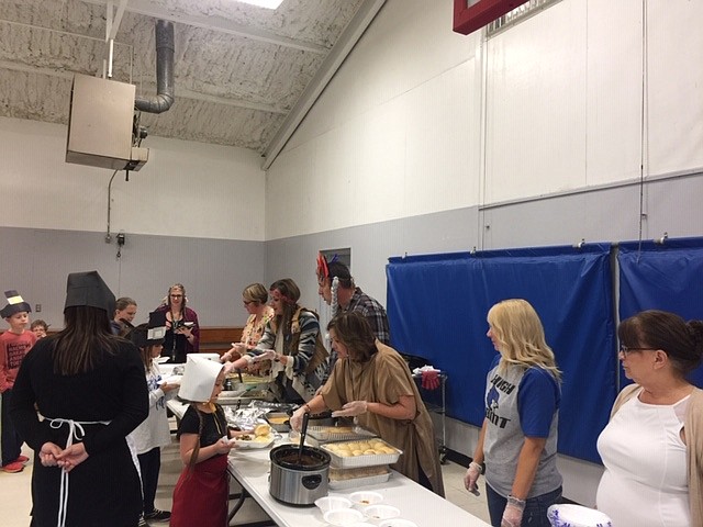 <p>Submitted photo</p><p>High Point’s student body joined together for a Thanksgiving feast last week. Kindergarten through second grade and fifth and sixth grade students were Indians, while third, fourth, seventh and eighth grade students were Pilgrims. Each class made a sample food from that time — kindergarten made a Grateful mix, first grade made sweet potatoes, second grade made homemade butter, third grade made cornbread, fourth grade made cranberry sauce, fifth grade made Pumpkin Butter, sixth grade made corn and seventh and eighth grade made pies and cakes. The staff brought in desserts.</p>