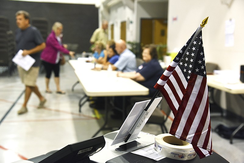 Aug. 7, 2018 File Photo: Voters at the JE/CC General polling place at Southridge Baptist Church steadily streamed through the church's gymnasium to cast their ballots in the year's primary election. 