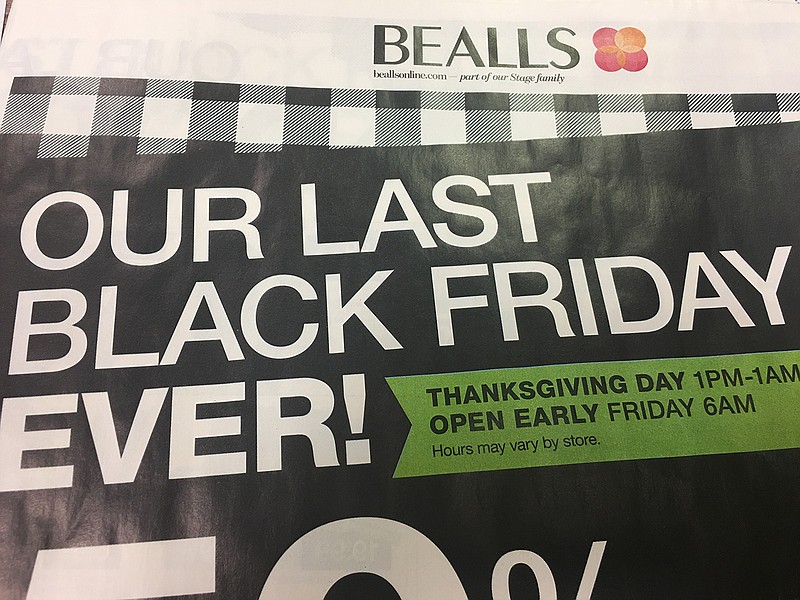 A local Bealls salespaper proclaims its last Black Friday event. The store will convert to a Gordmans.