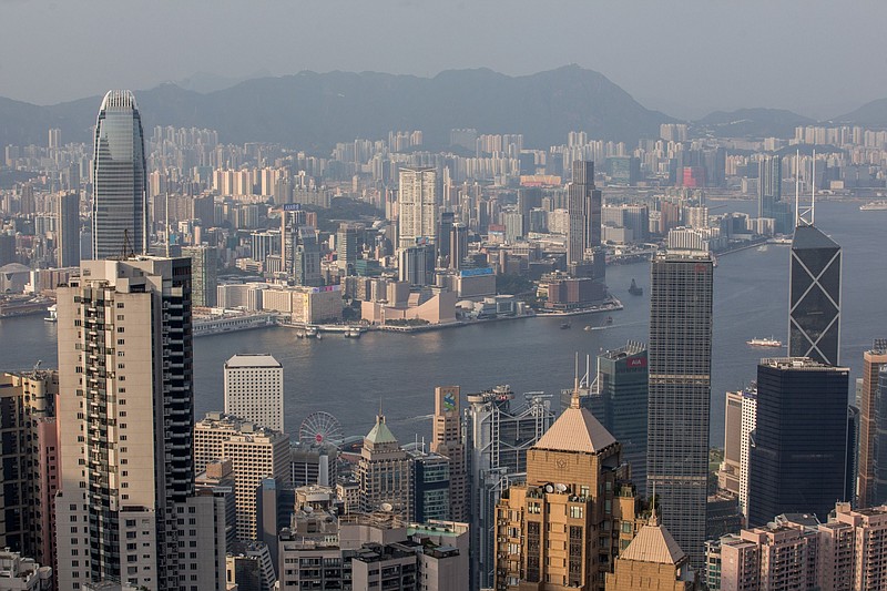 Victoria Harbor and skyscrapers on the skyline of Hong Kong on Aug. 28, 2019. (Bloomberg photo by Paul Yeung)