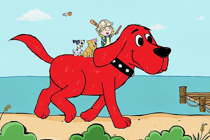 This image released by Scholastic Entertainment shows a scene from the reboot of  "Clifford the Big Red Dog." The new show offers more diversity among the human characters and puts Clifford's beloved 7-year-old owner, Emily Elizabeth, front and center in his Birdwell Island adventures. (Scholastic Entertainment via AP)