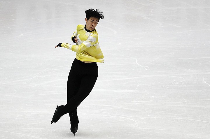 United States' Nathan Chen competes on his way to win the men's free skating during the figure skating Grand Prix finals at the Palavela ice arena, in Turin, Italy, Saturday, Dec. 7, 2019. (AP Photo/Antonio Calanni)