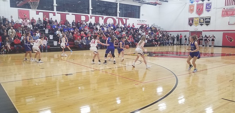 <p>Democrat photo/Kevin Labotka</p><p>The Russellville Indians girls team finished in second place at the Tipton tournament after losing to the Tipton Cardinals 71-55 Dec. 7.</p>