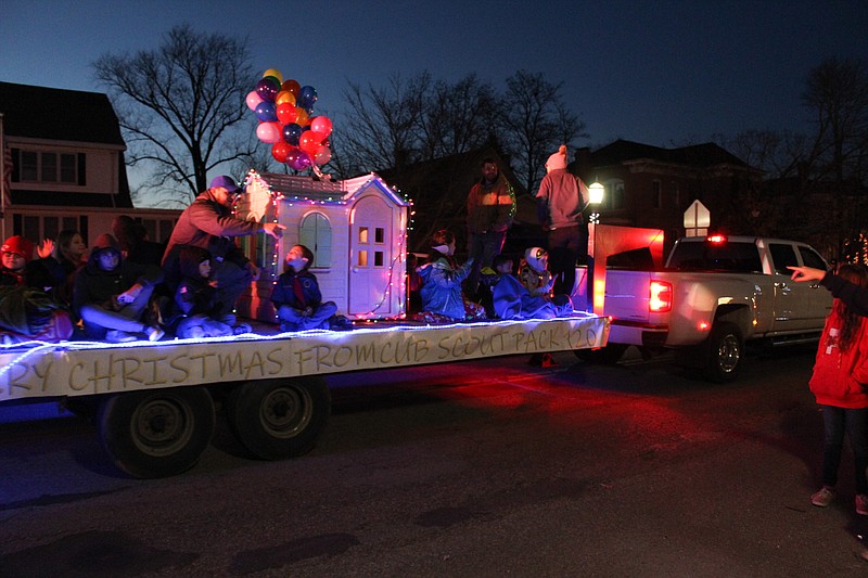 Cub Scout Pack 120 looked more like Junior Wilderness Explorers as they rode their "Up"-themed float Dec. 7, 2019, at the Christmas parade in California.