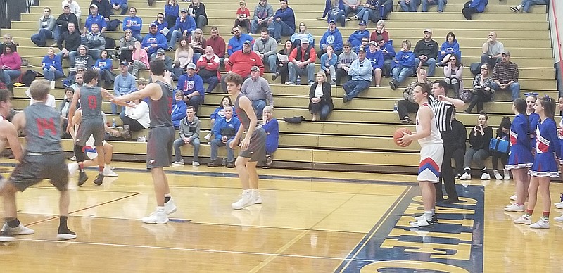 <p>Democrat photo/Kevin Labotka</p><p>The California Pintos boys basketball team lost to Southern Boone on Dec. 20.</p>