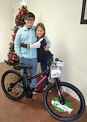 Submitted photoThe winner of the Cargill Cares Food Pantry bicycle drawing for 2019 was Braden Irey, 12, of California. Irey chose to pass the Christmas spirit on to his cousin, Allie Prettyman, 9, also of California. Irey passed along this act of generosity because he knew Prettyman did not have her own bicycle to ride.